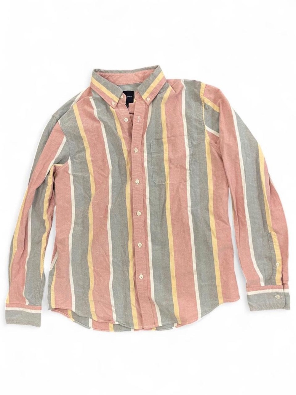 American Eagle Multicolor Striped Button Down Shirt L